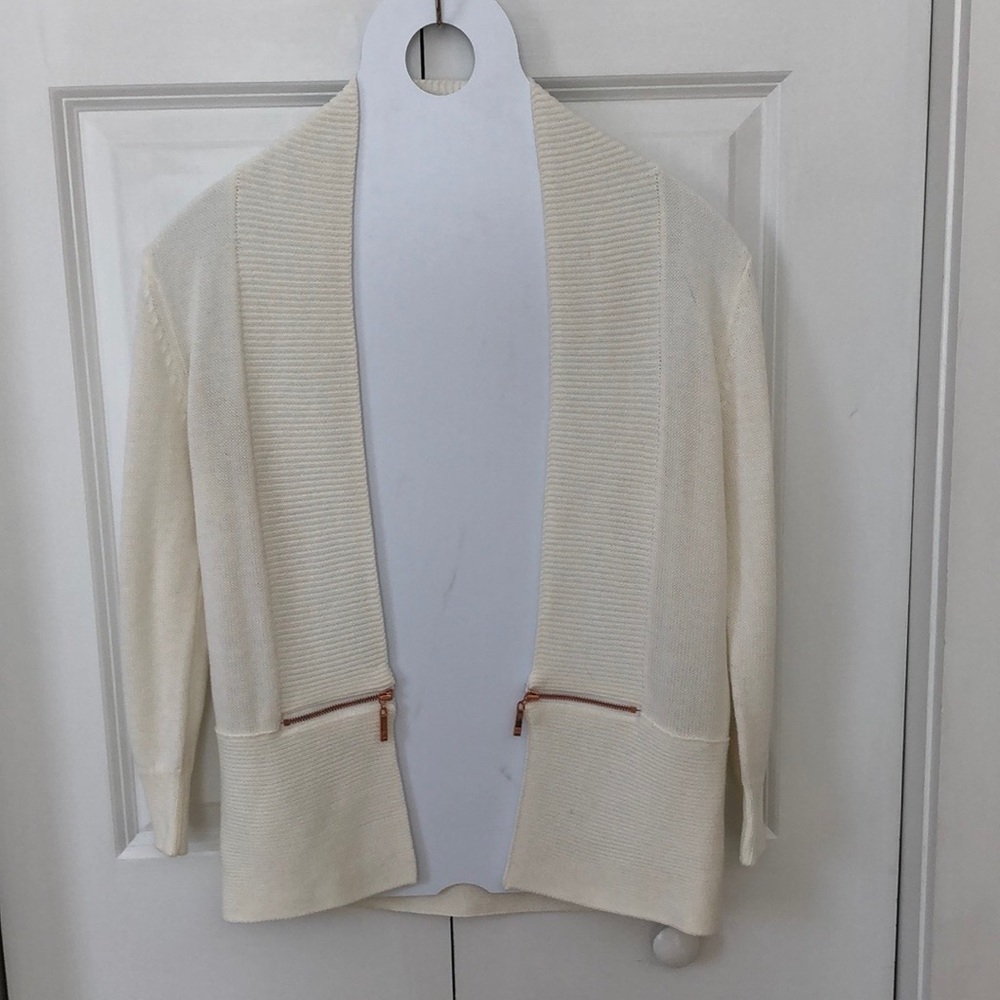 Ivanka Trump Zipper Detail Open Cardigan